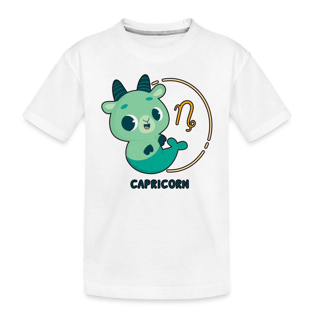 Toddler Cartoony Capricorn Premium Organic T-Shirt - white