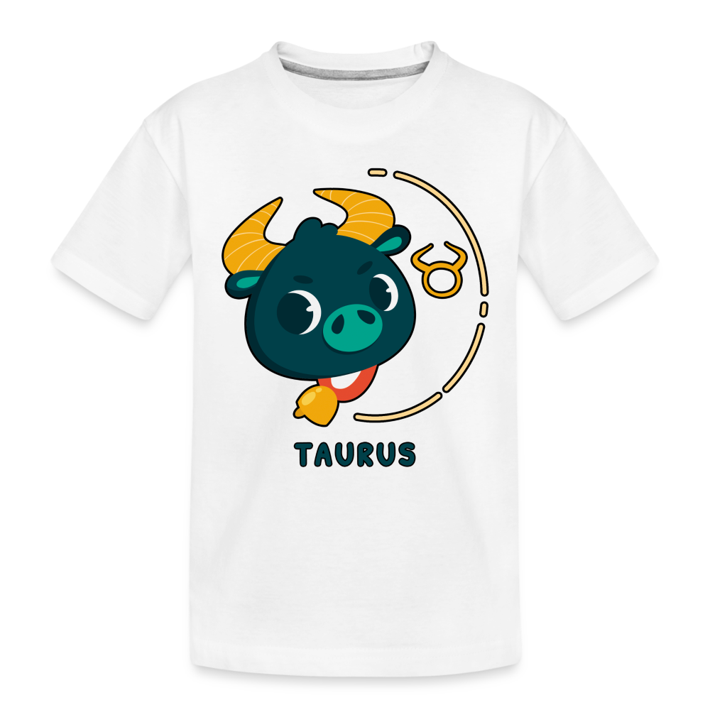 Toddler Cartoony Taurus Premium Organic T-Shirt - white