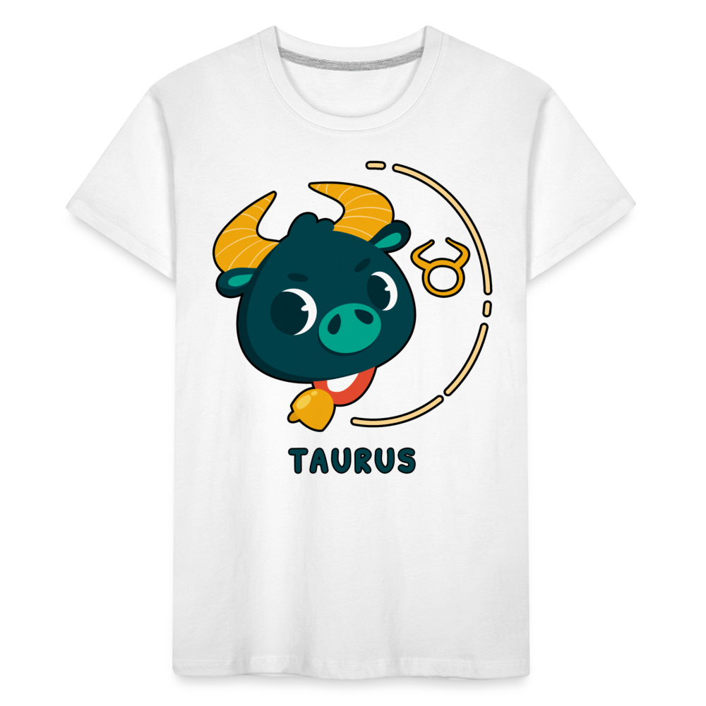 Toddler Cartoony Taurus Premium Organic T-Shirt - white