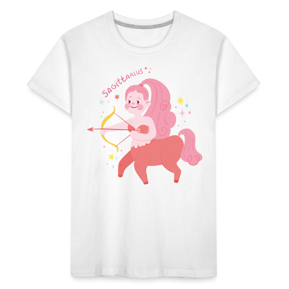 Toddler Pinky Sagittarius Premium Organic T-Shirt - white