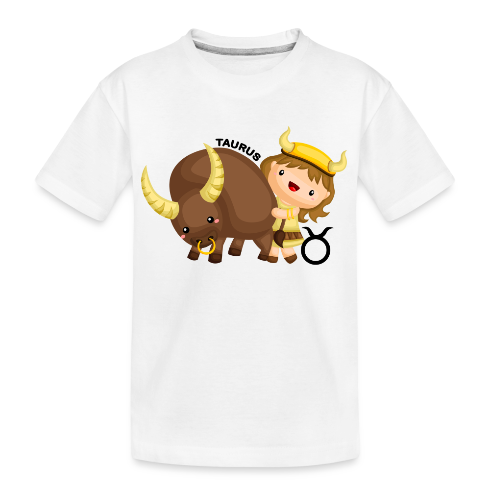 Kid’s Astro Girl Taurus Premium Organic T-Shirt - white